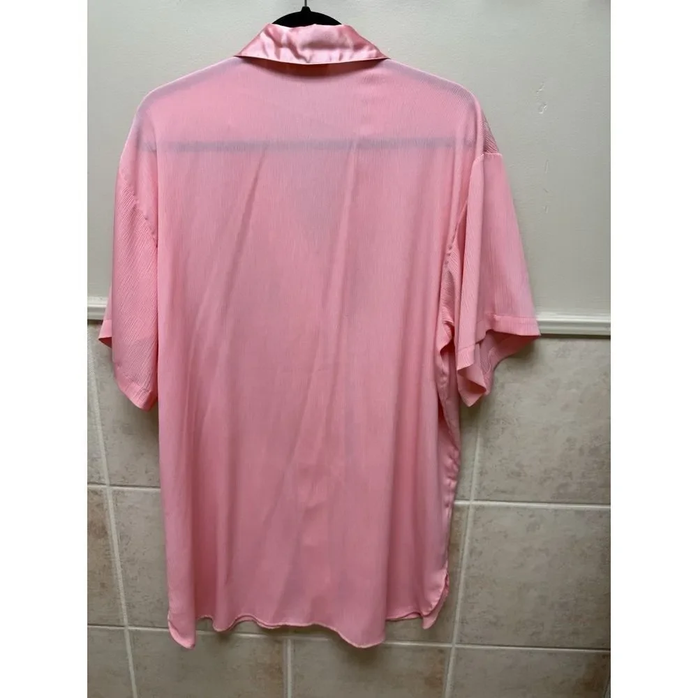 Vintage Victoria's Secret Gold Label satin notch collar nightshirt. Pink. Sz M/L